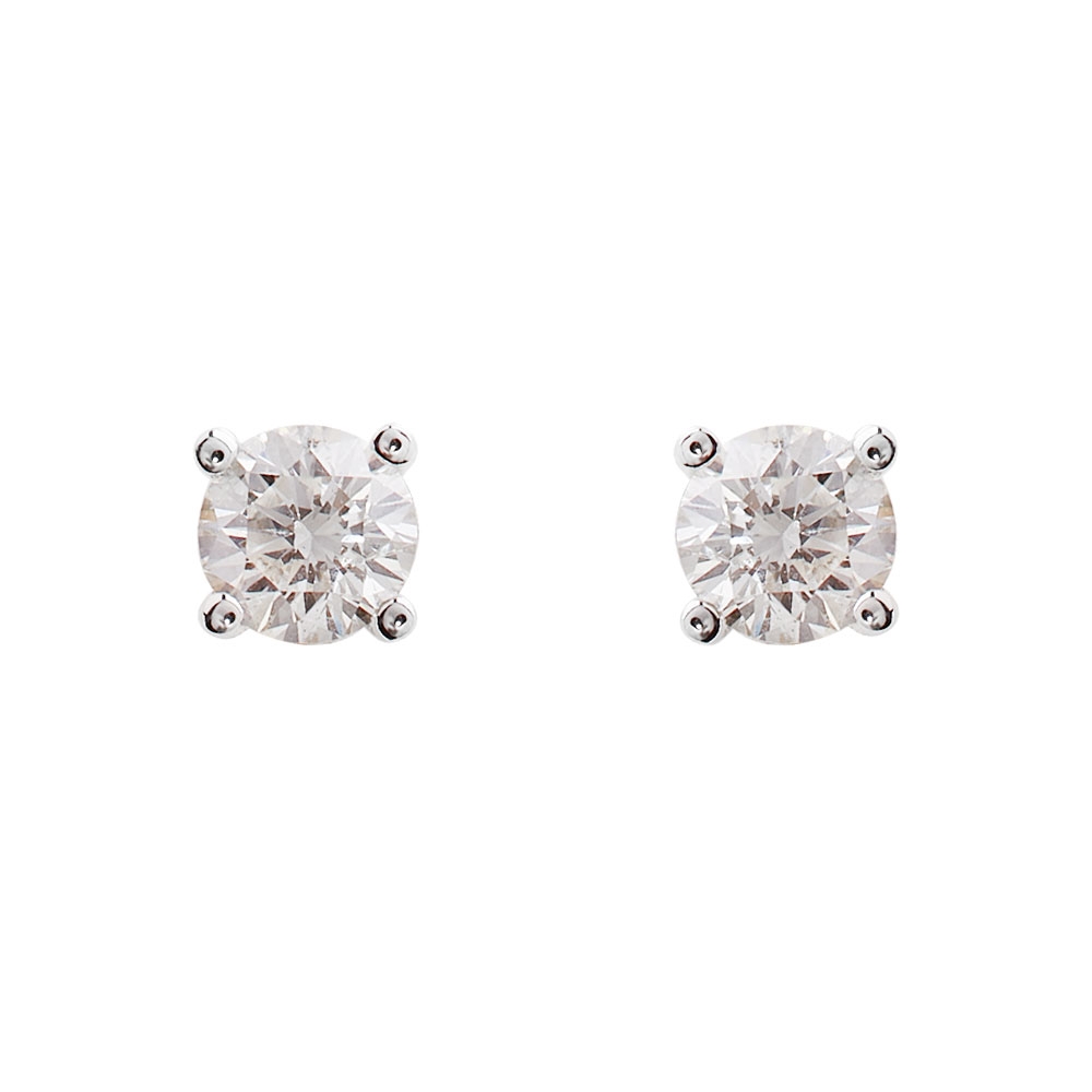 14k White Gold .25ctw Natural Diamond Stud Earrings SI3-I1 Clarity and G-H Color