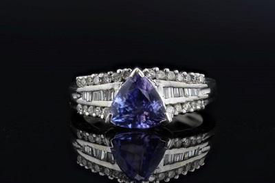 Estate Trillion Tanzanite Fashion Ring With Diamond Accents
