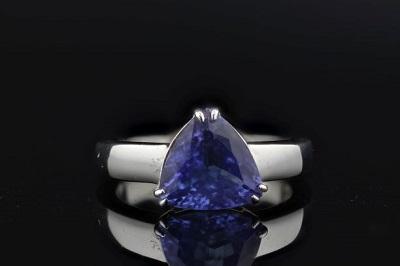 Estate Trillion Tanzanite Ring 14K White Gold
