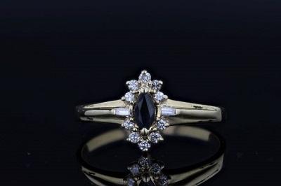 Estate Blue Marquise Sapphire And Diamond Halo Ring