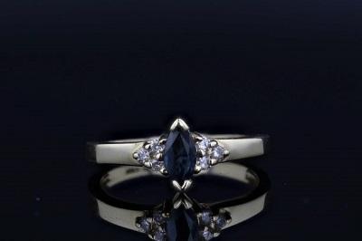 Estate Marquise Sapphire And Diamond Ring 14K Yellow Gold