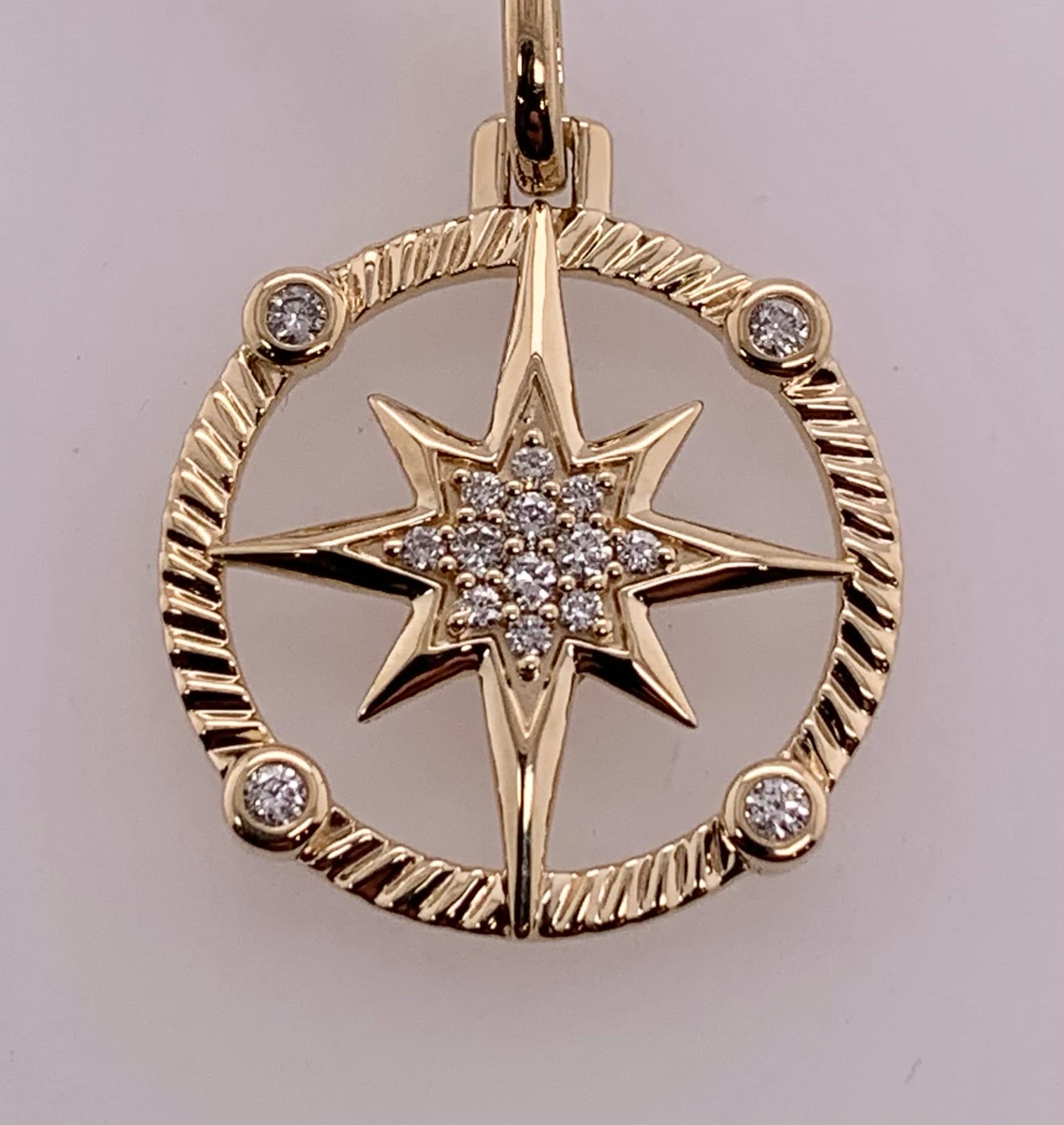 10K Diamond Compass Pendant