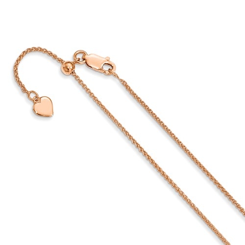 Leslie's 1.2mm Rose Gold Plated Adjustable Wheat Chain