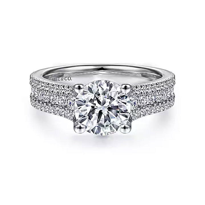 Gabriel & Co 14k White Gold Round Diamond Engagement Ring - ER14890R6W44JJ