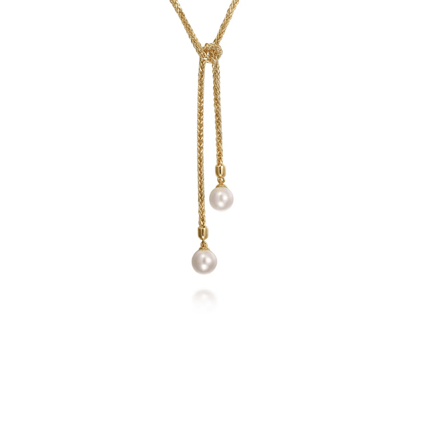 Gabriel & Co. Gold Pearl Wrap Around And Tie Necklace