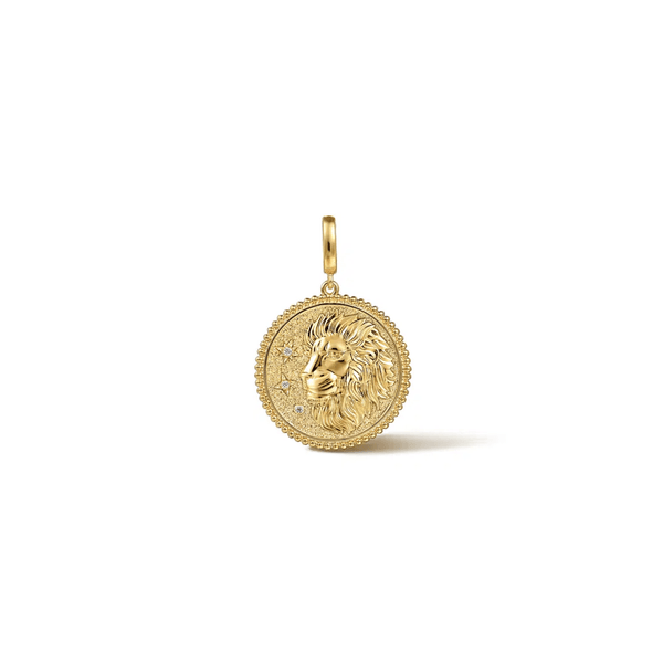 Gabriel & Co. Zodiac 14K Yellow Gold Diamond Bujukan Leo Medallion Pendant