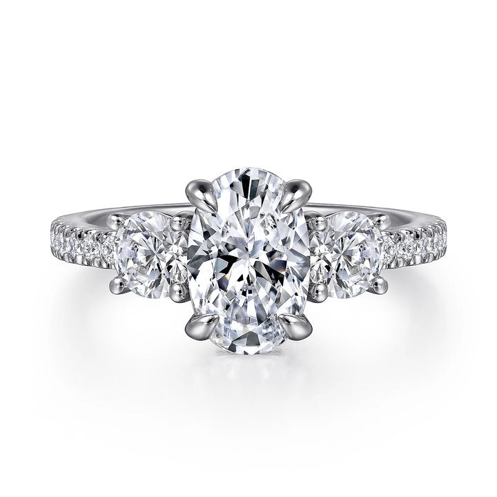 Gabriel & Co 14k White Gold Briellah Oval Three-Stone Diamond Engagement Ring - ER16250O6W44JJ