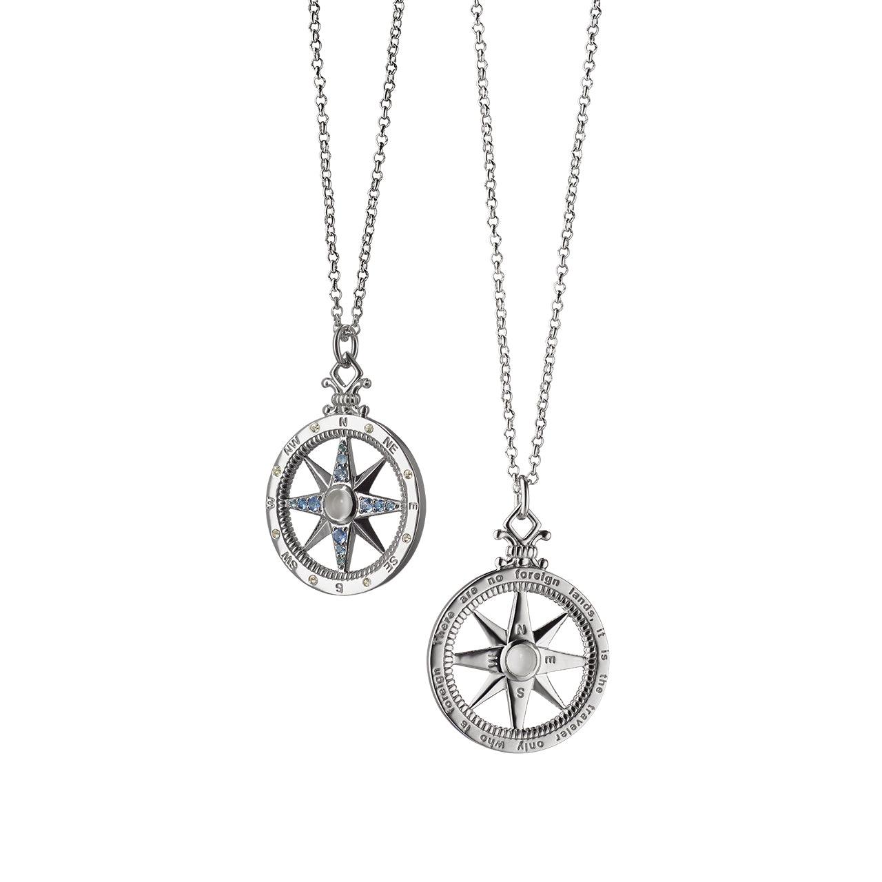 Global Compass Charm with Sapphires