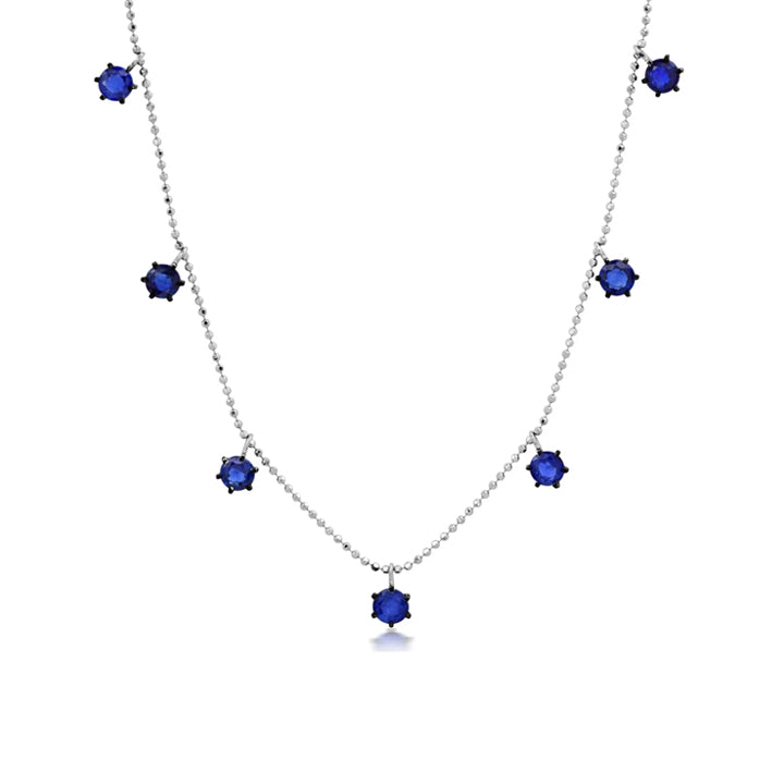 Graziela 18K White Gold Blue Sapphire Floating Necklace