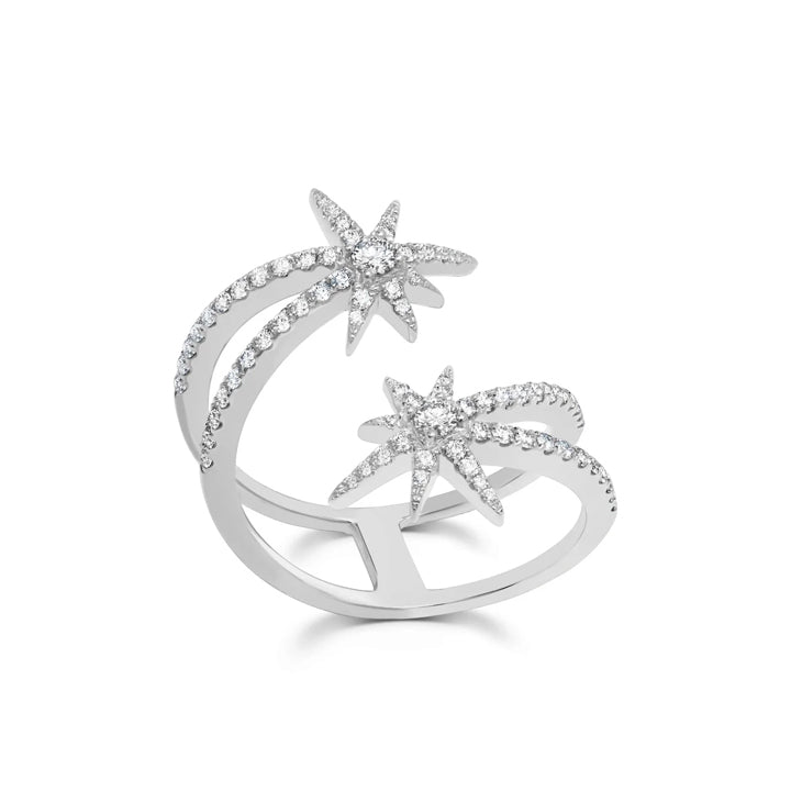 Graziela 18K White Gold Diamond Shooting Starburst Ring - STR-1011705W