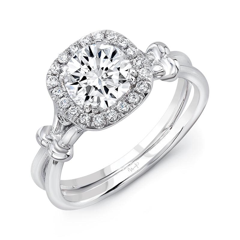 Halo Cushion, Double Shank Diamond Engagement Ring
