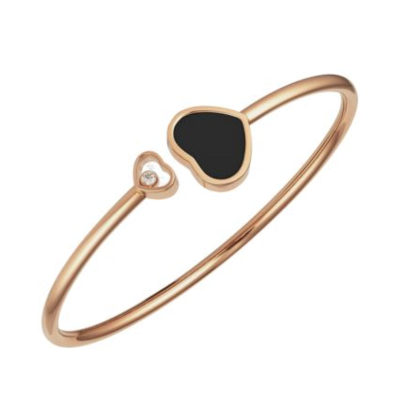 Chopard 18k Rose Gold Happy Hearts Black Onyx Bangle Bracelet- 857482-5203