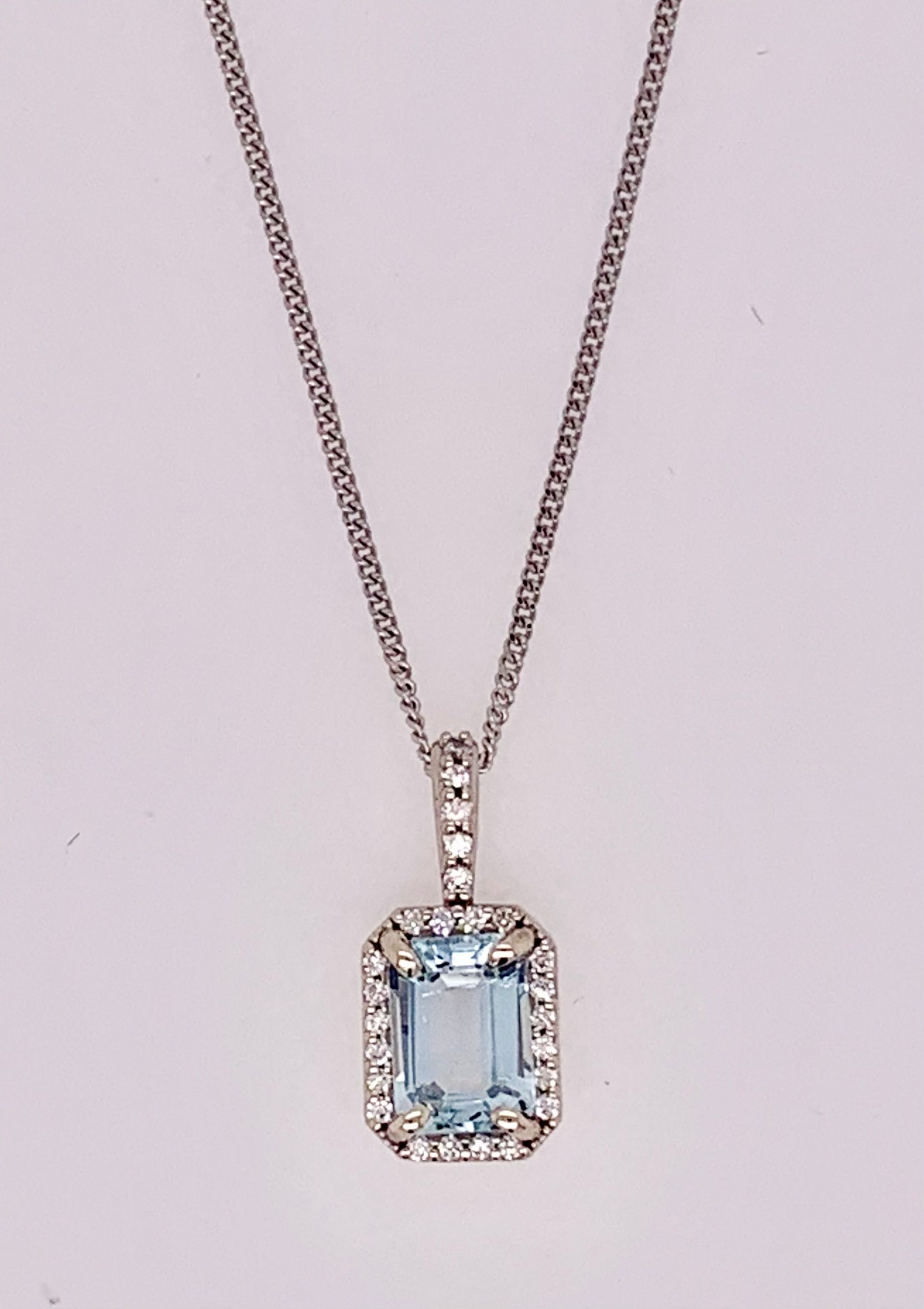14K Aquamarine & Diamond Pendant