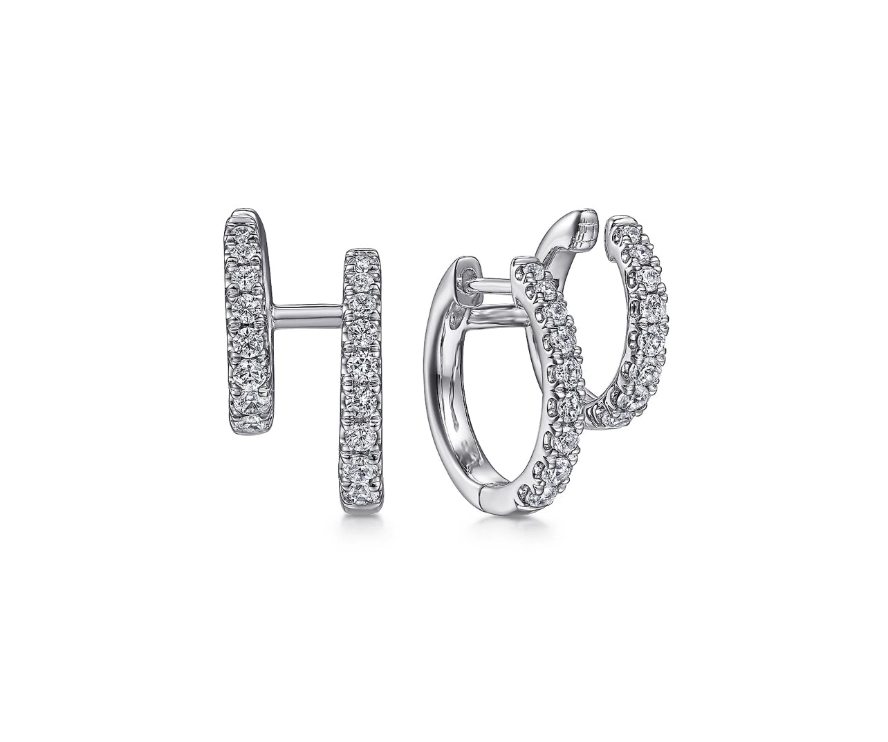 Gabriel and Co. -14K White Gold Diamond Double Huggie Earrings EG14517W45JJ