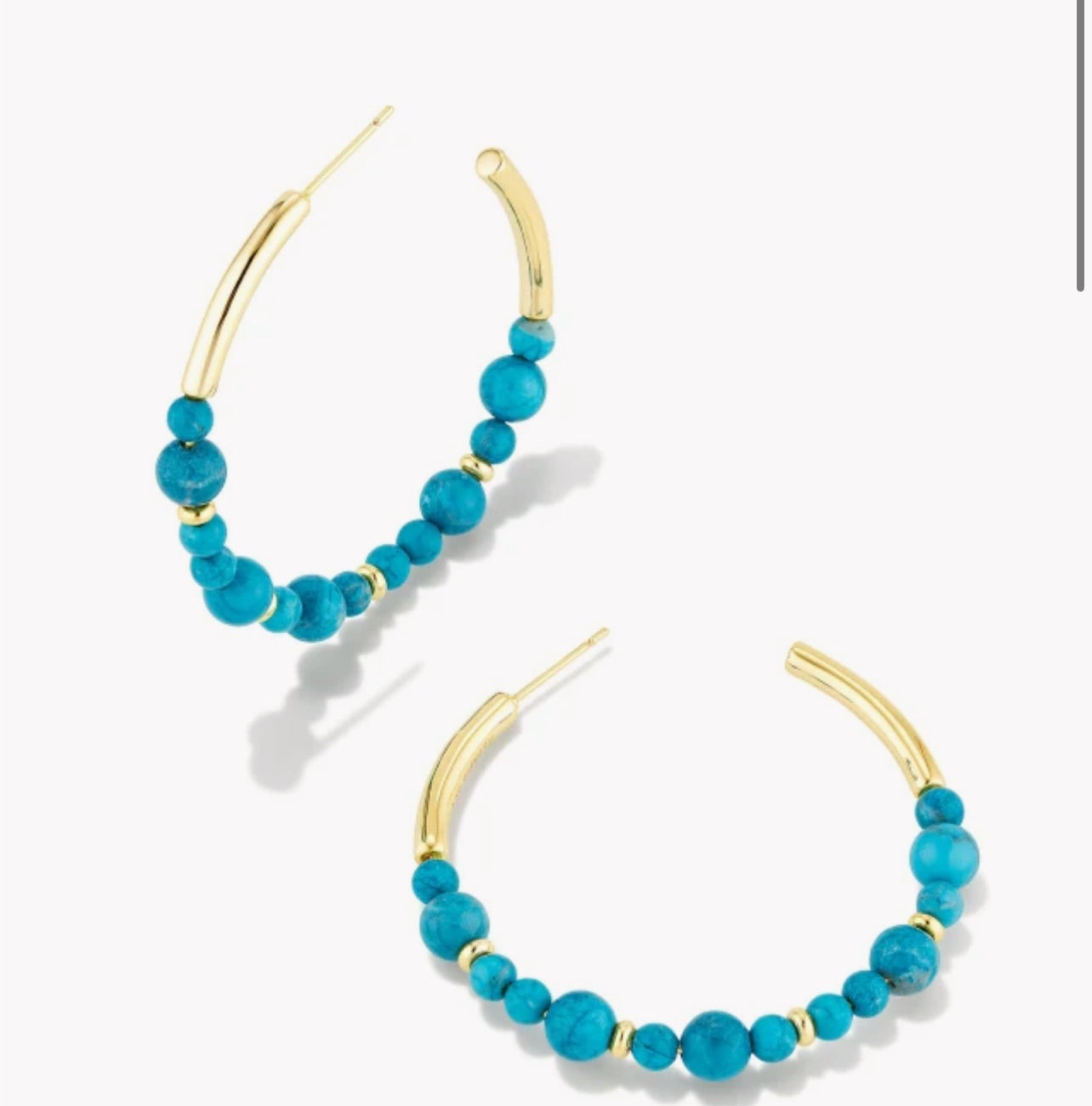 Kendra Scott- Jovie Gold Beaded Hoop Earrings in Variegated Dark Teal Magnesite- 9608853447