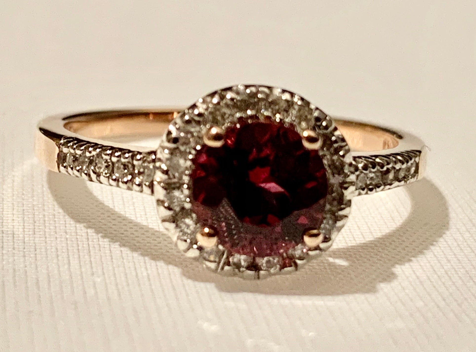 10K Rhodolite Garnet and Diamond Ring