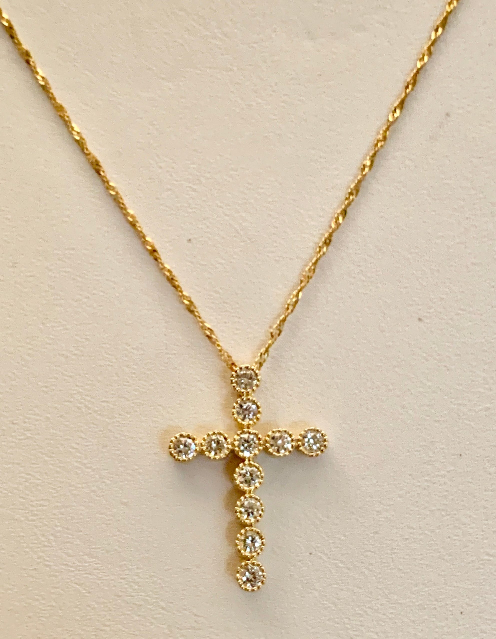 14K Gold Diamond Cross