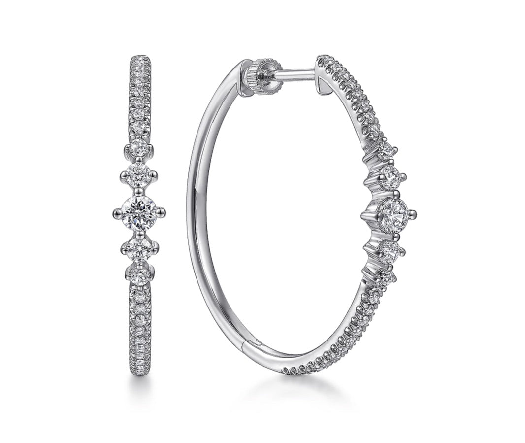 Gabriel & Co.- 14K White Gold 30mm Diamond Classic Hoop Earrings EG14521W45JJ