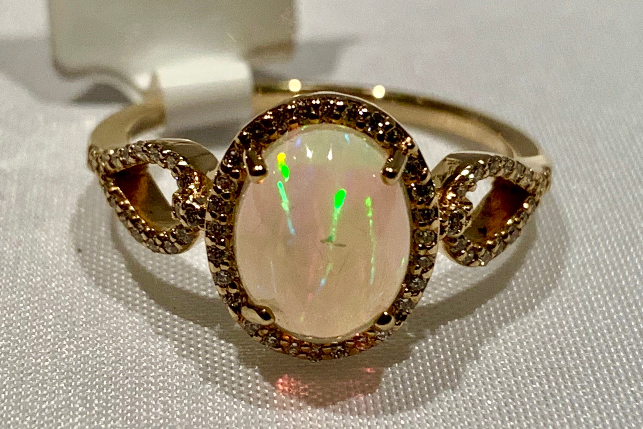 14K Gold Opal & Diamond Ring