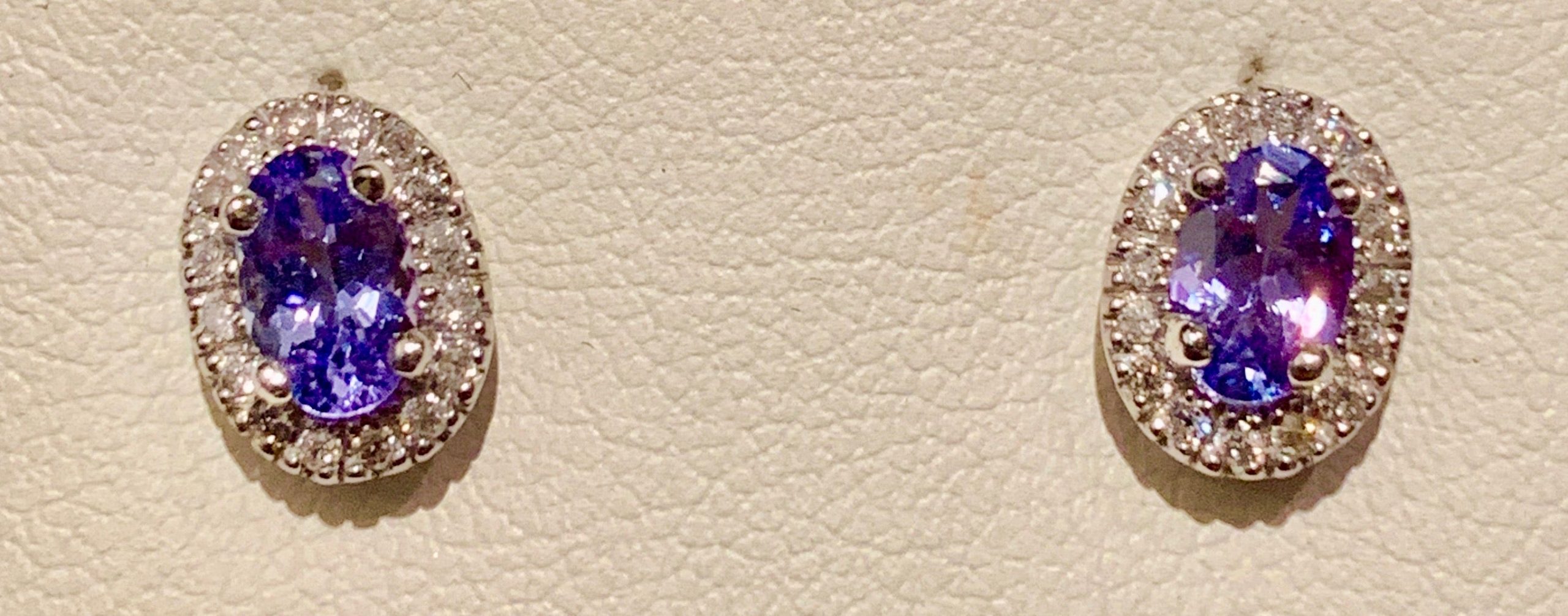 14K White Gold Tanzanite & Diamond Earrings