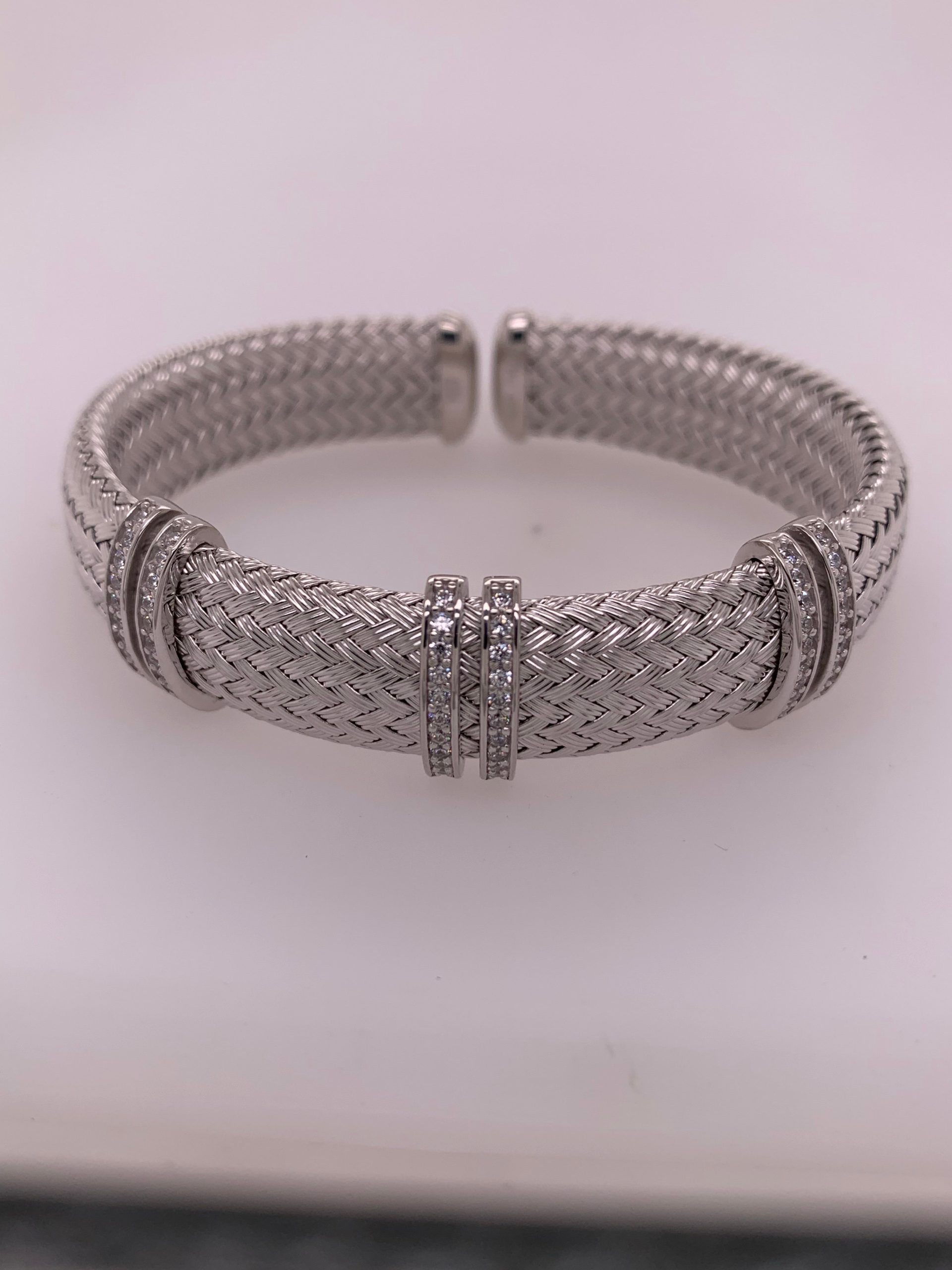 Sterling Silver and CZ Cuff Bracelet