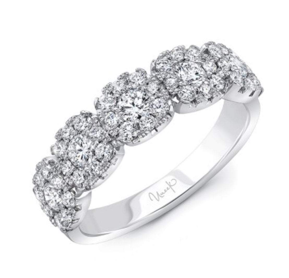Uneek-Uneek Diamond Anniversary Band with Cushion-Shaped Halos, in 18K White Gold LVBRI880W
