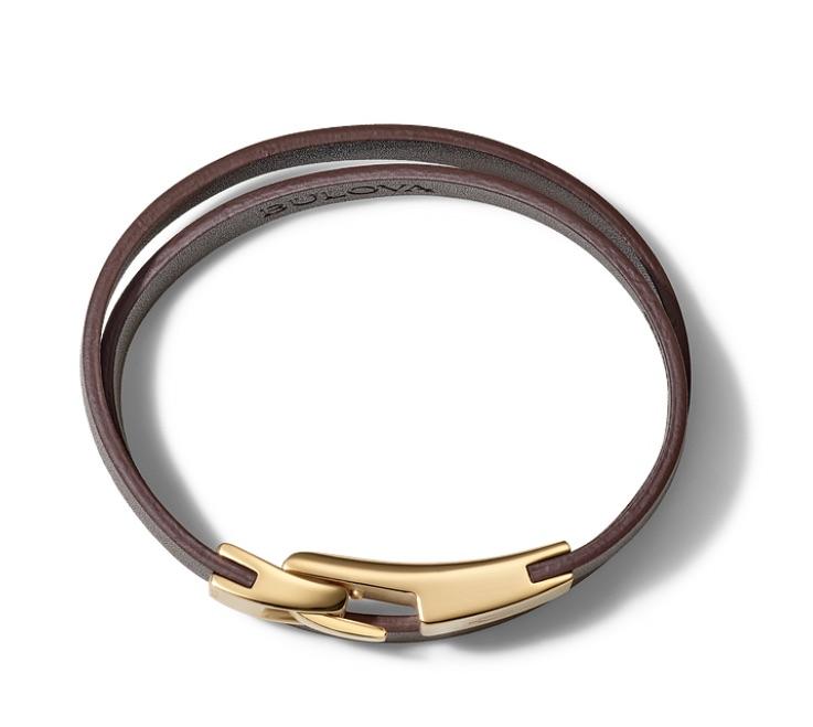 BULOVA LEATHER DOUBLE WRAP BRACELET J97B003M