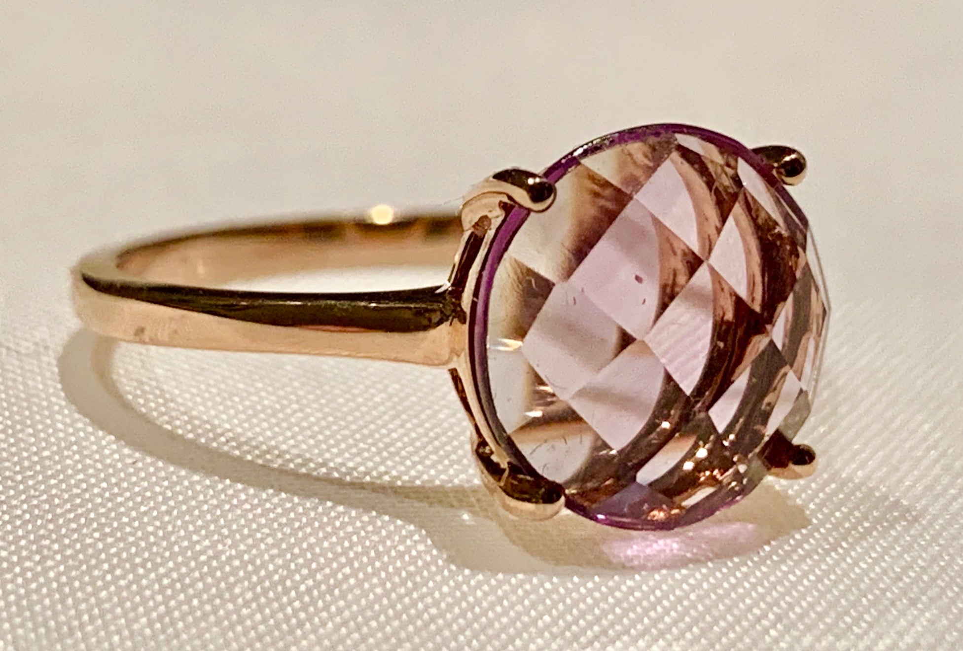 14K Rose Gold Amethyst Ring