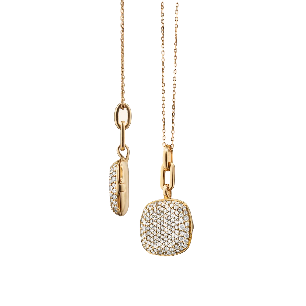 Slim "Rae" Locket Necklace with White Diamonds