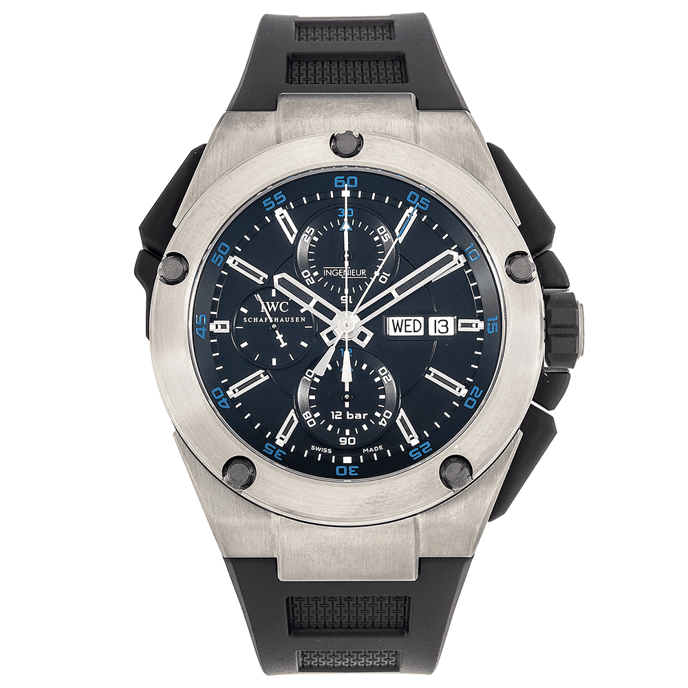IWC Ingenieur Chronograph Black Dial Black Rubber Watch IW376501