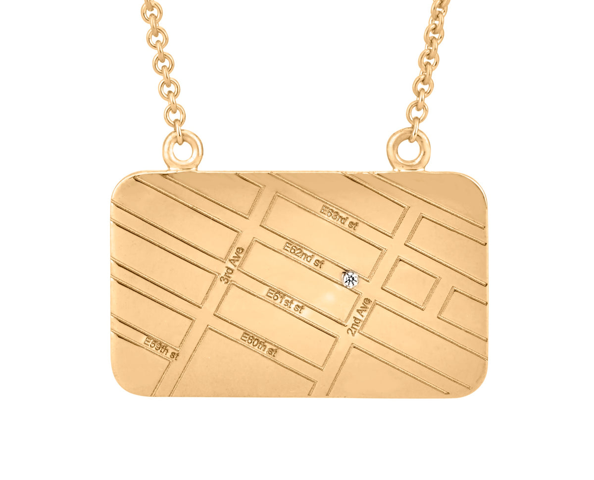 A.JAFFE YELLOW GOLD MAP NECKLACE