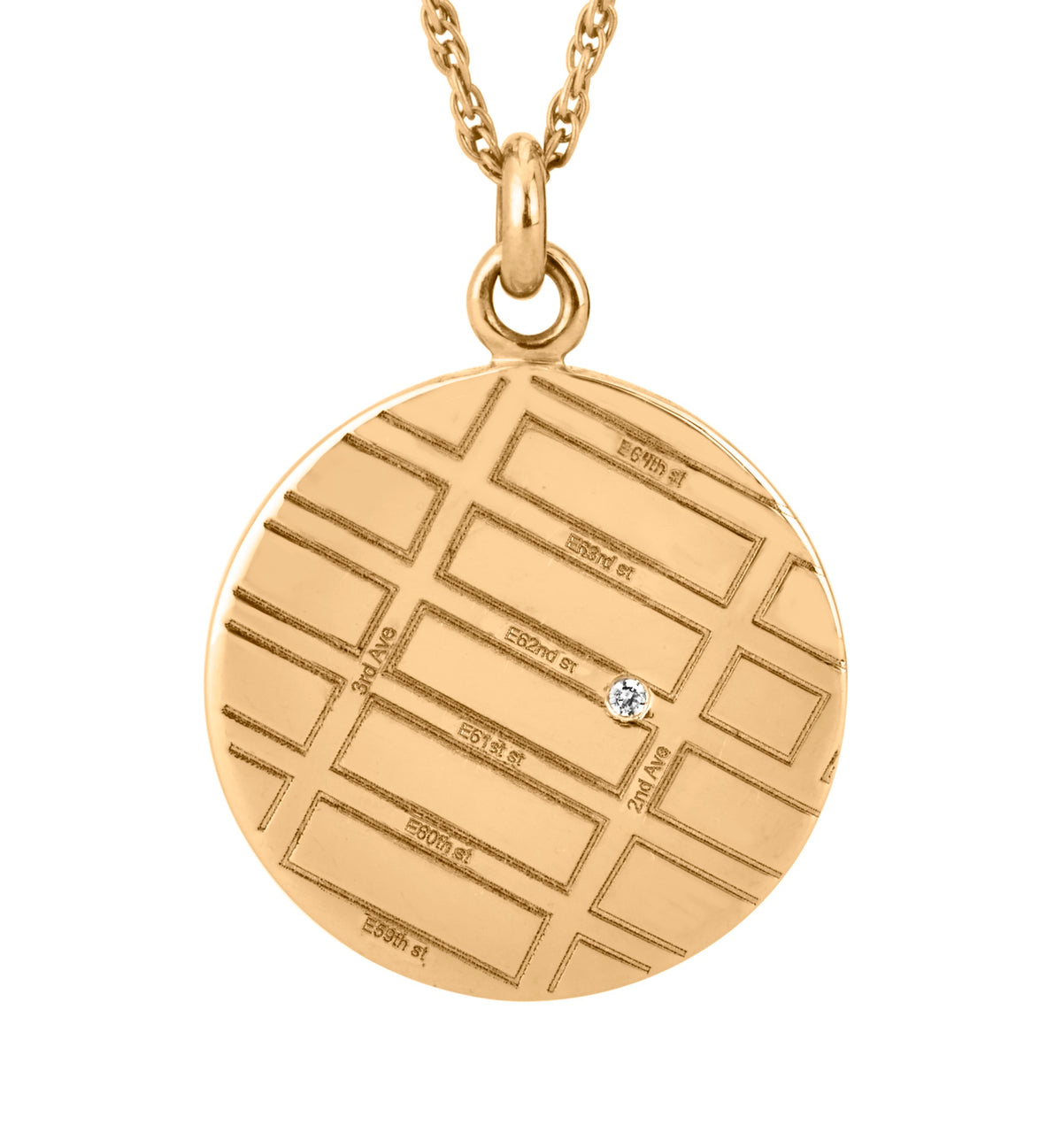 A.JAFFE YELLOW GOLD ROUND MAP PENDANT