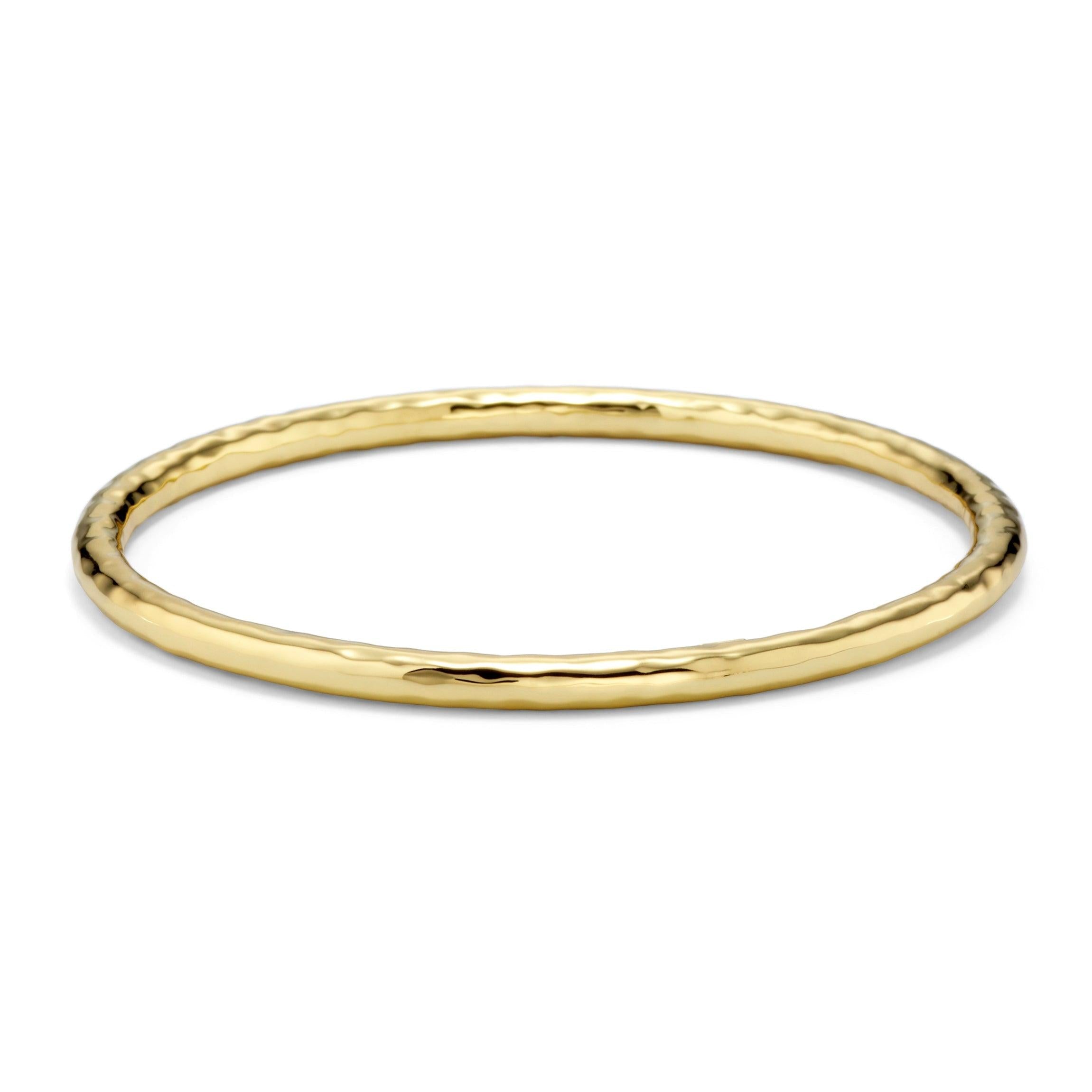 Medium Hammered Bangle in 18K Gold