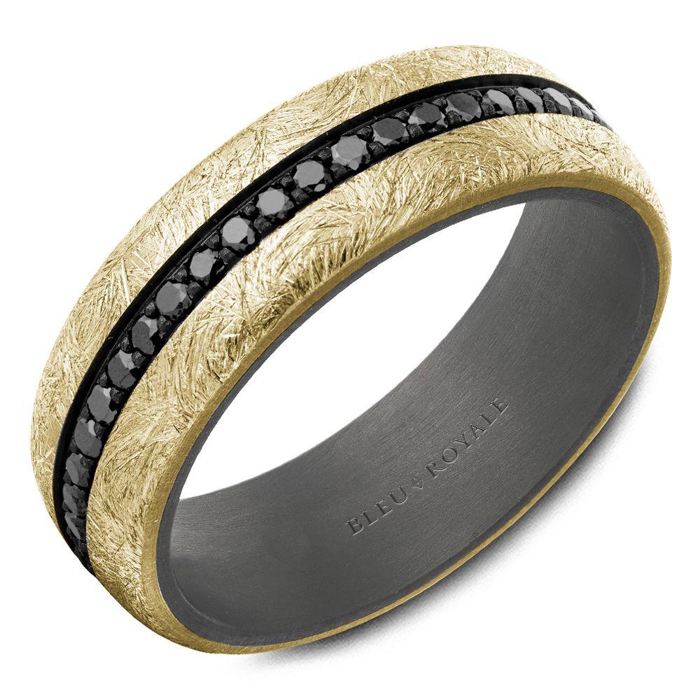 0.79ctw Black Diamond With Brushed 14K Yellow Gold