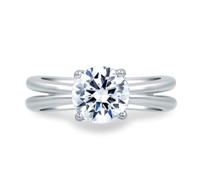 A.JAFFE SEASONS OF LOVE UNIQUE ROUND CUT DELICATE PAVÉ BRIDAL ENGAGEMENT RING 0.06       (not