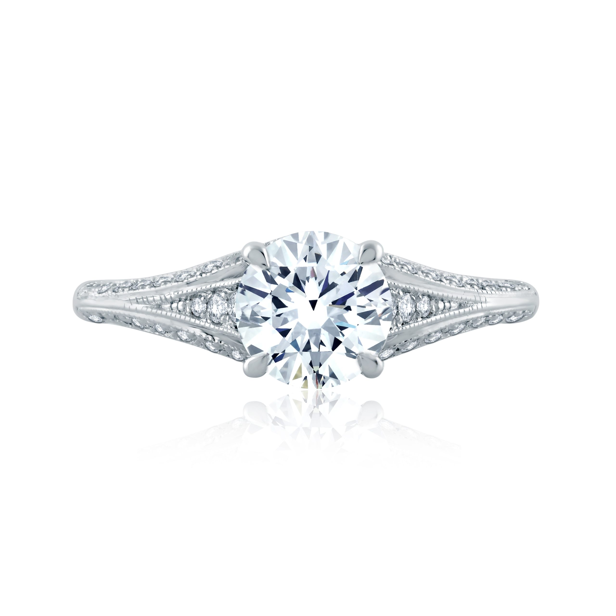 Intricate Modern Vintage Split Shank Knife Edge Solitaire