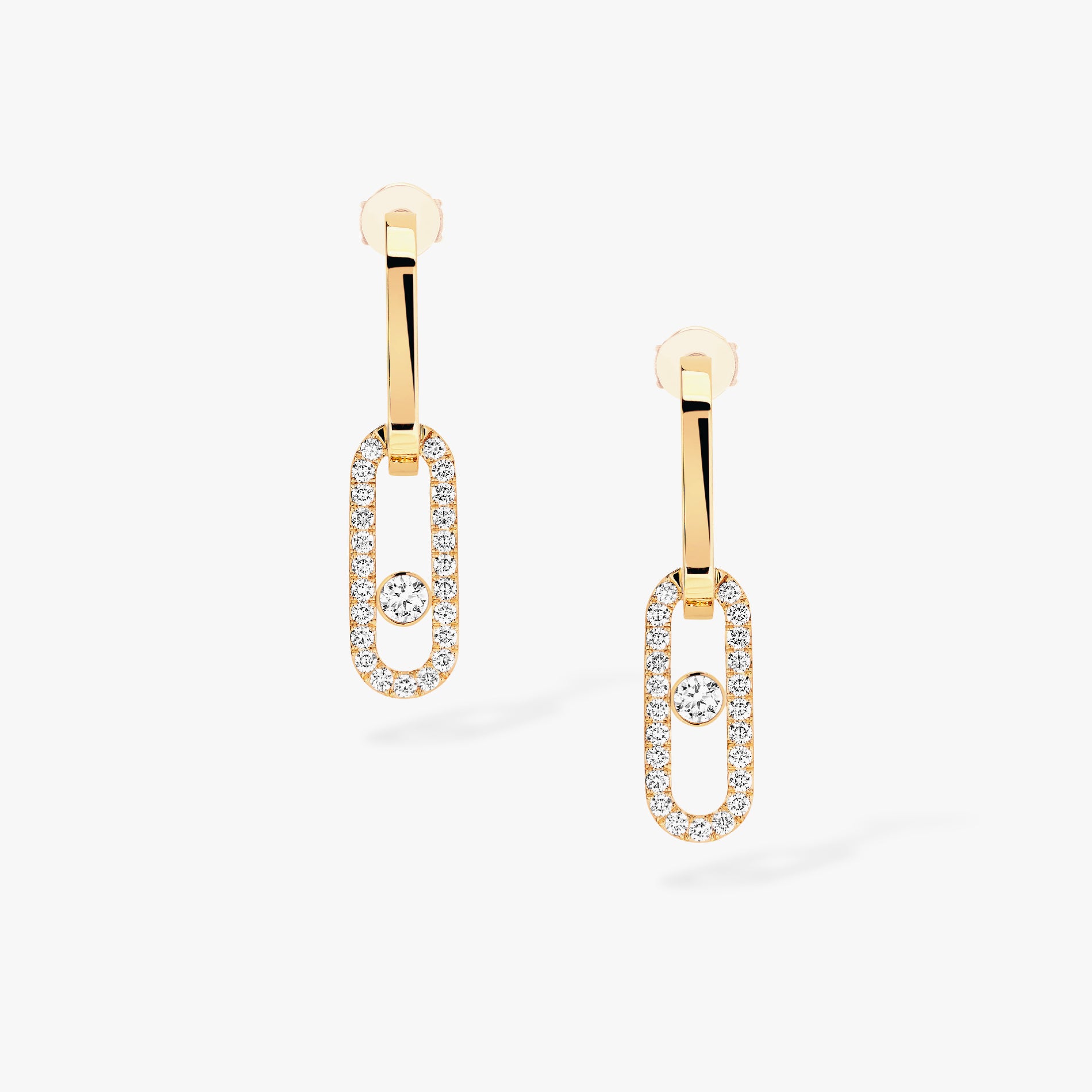 0.85ctw Yellow Gold Diamond Link Earrings