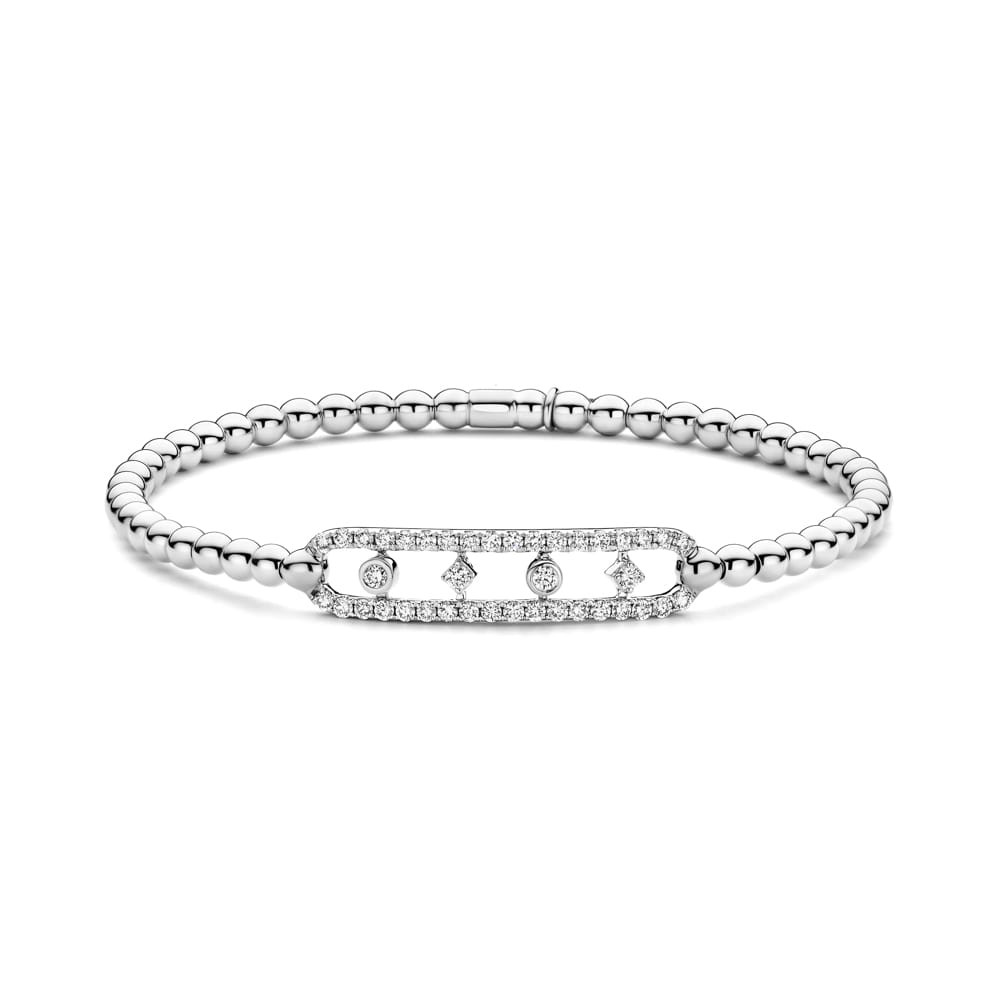 0.49ctw, 18K White Gold Tresore Stretch Bracelet