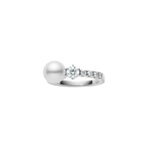 Mikimoto Akoya Cultured Pearl & Diamond Ring