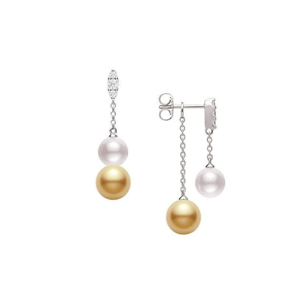 Mikimoto Morning Dew Akoya and Golden South Sea Pearl Earrings