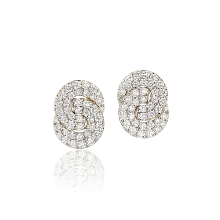 Phillips House 14K Yellow Gold Diamond Mini Double Interlocking Stud Earrings- E1781DY