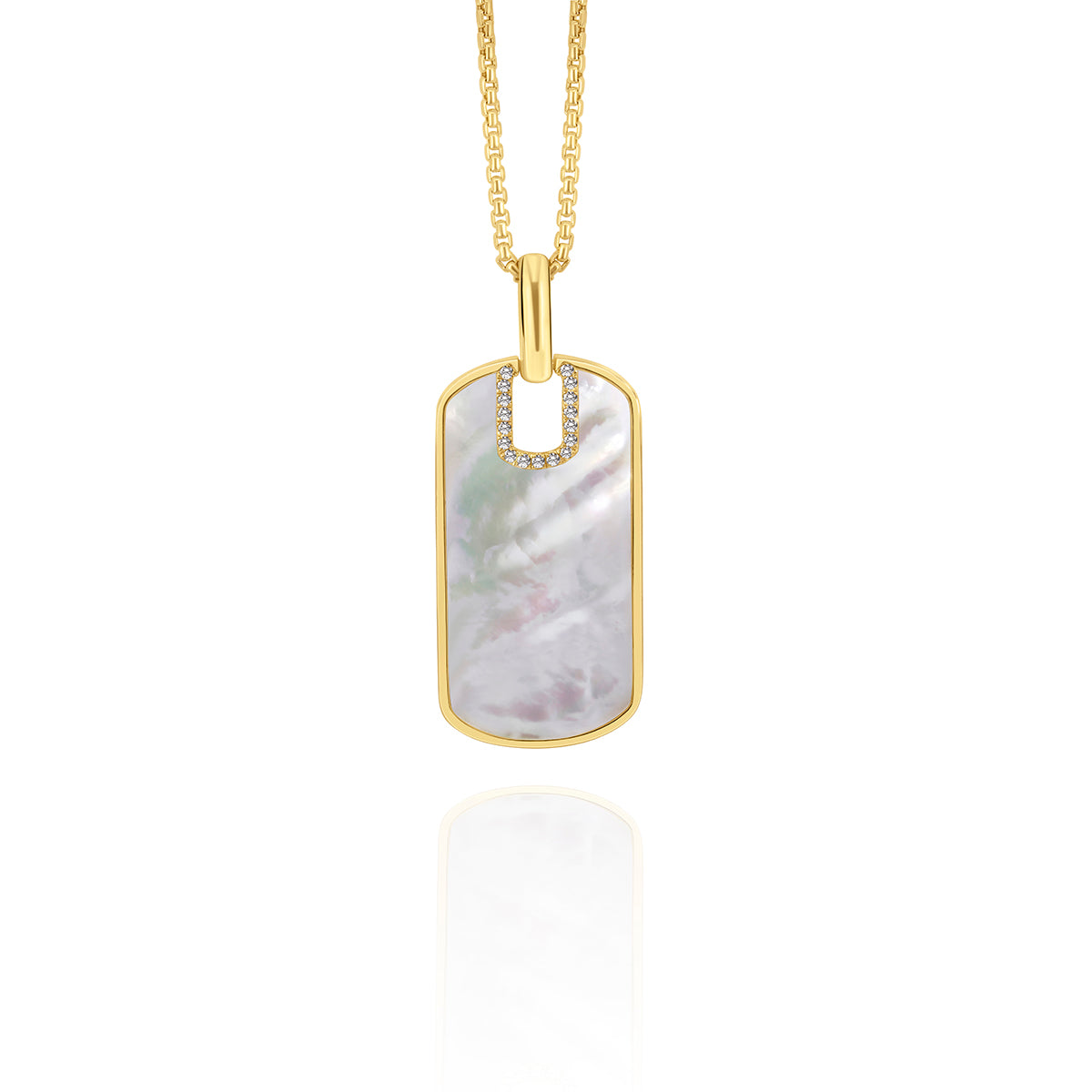 Mother-Of-Pearl & Diamond Tag Pendant