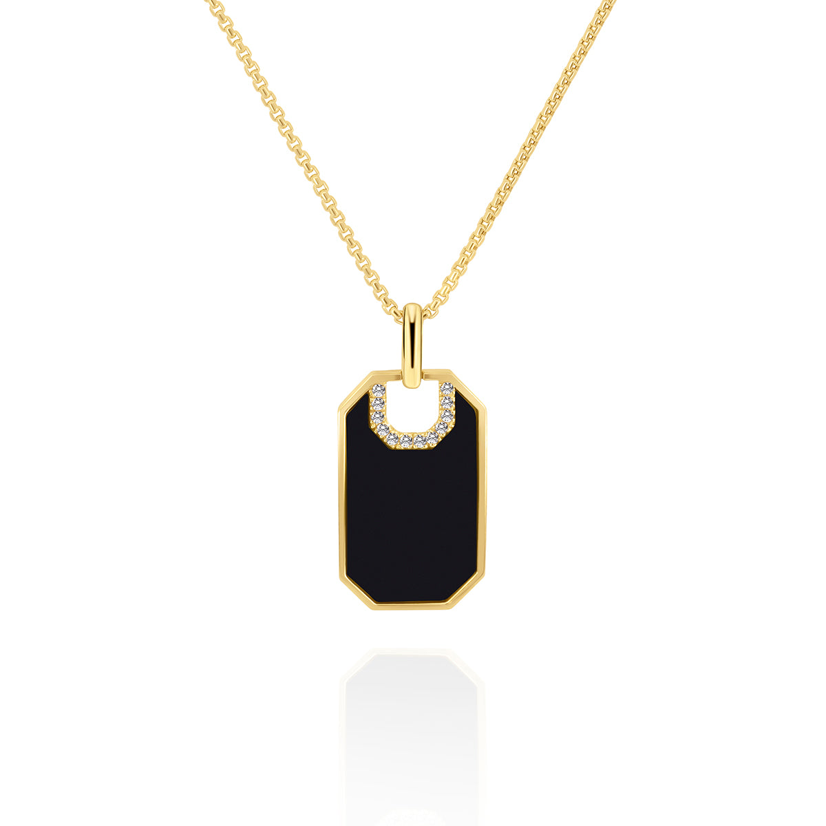 Black Onyx & Diamond Tag Pendant