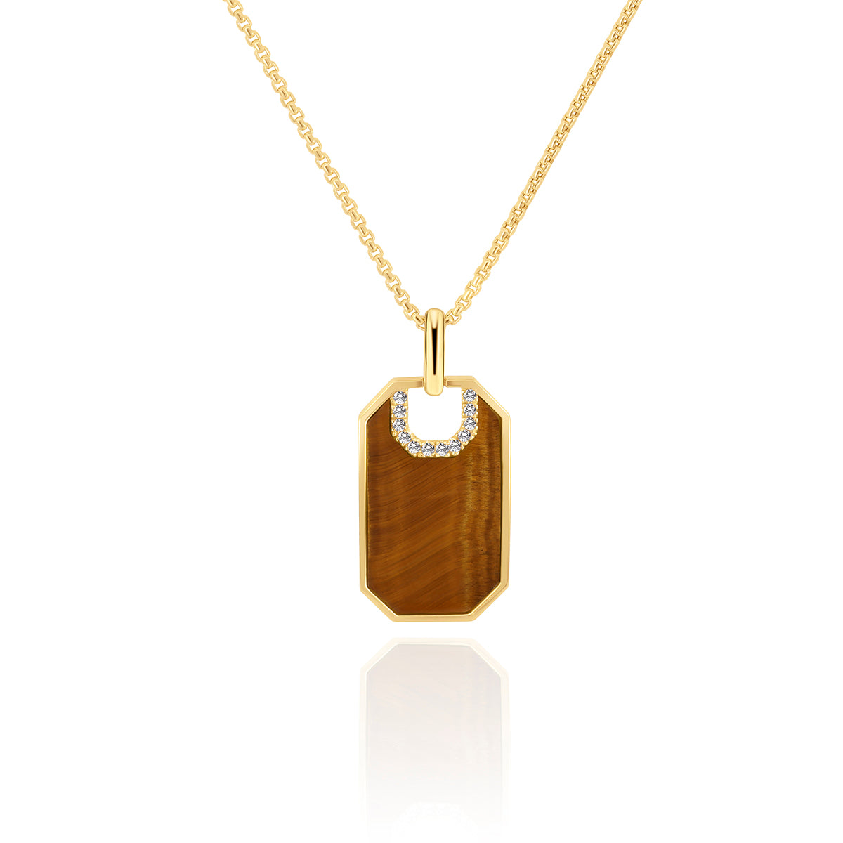 Tiger Eye & Diamond Tag Pendant
