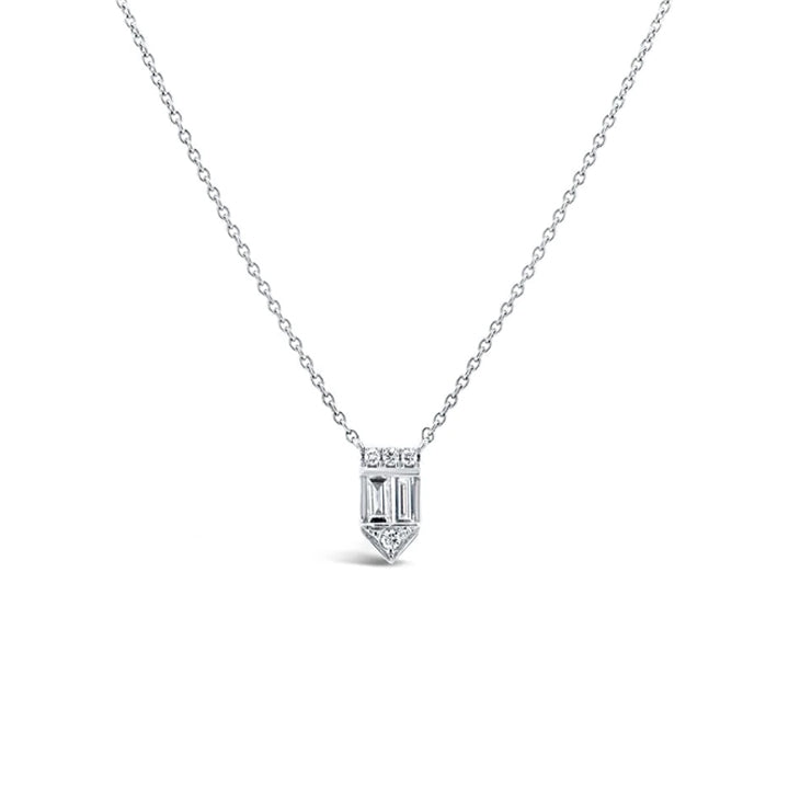 14K White Gold Diamond Baguette Necklace - SC22005096