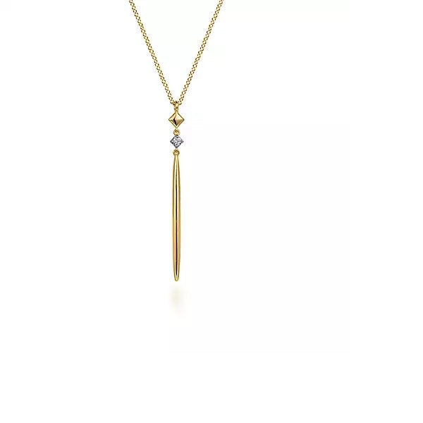 14K Yellow Gold .02cttw Diamond & Spike Drop Pendant