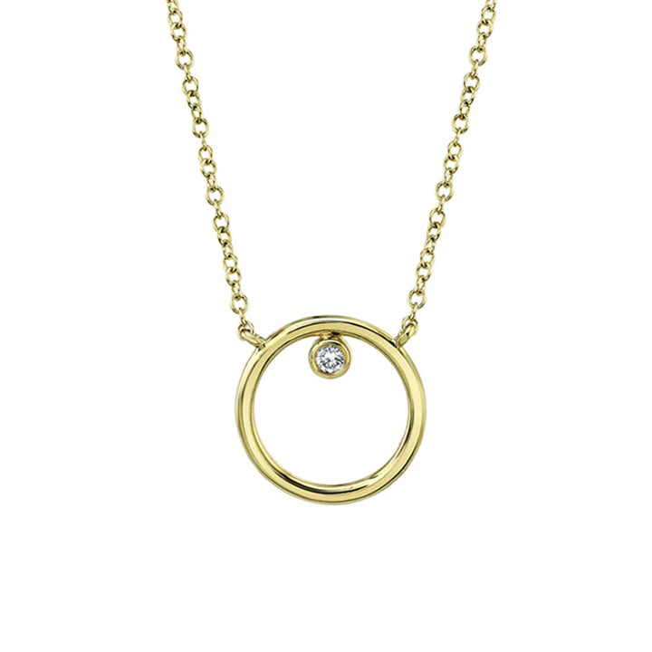 14K Gold Diamond Circle Necklace - SC55021212