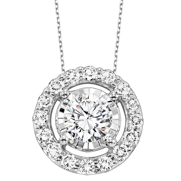Tru-Reflections Round Halo Diamond Pendant .75 Cttw