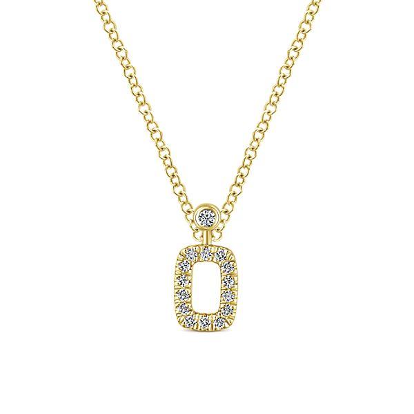 Rectangular Open Halo Diamond Necklace 14K Yellow Gold