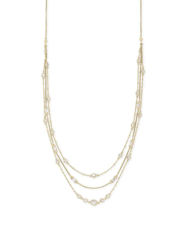 Kendra Scott Rina Gold Multi Strand Necklace In Lustre Glass